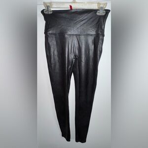 SPANX Woman’s Black Faux Leather-Look Leggings